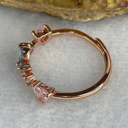 Natural-Pink-Kunzite-and-Blue-Topaz-with-Cubic-Zirconia-in-S925-Sliver-Gold-Color-Ring-1.63g-4.3-by-4.3-by-2.0mm-Pink-4.0-by-2.0-by-1.2-Blue-(Adjustable-Size)-Huangs-Jadeite-and-Jewelry-Pte-Ltd