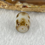 Natural Powerful Tibetan Old Oily Dark Brown with White Agate Patina Guiren Tairen Human Dzi Bead Totem Amulet Heavenly Master (Tian Zhu) 贵人天诛 2.70g 13.6 by 10.7mm - Huangs Jadeite and Jewelry Pte Ltd