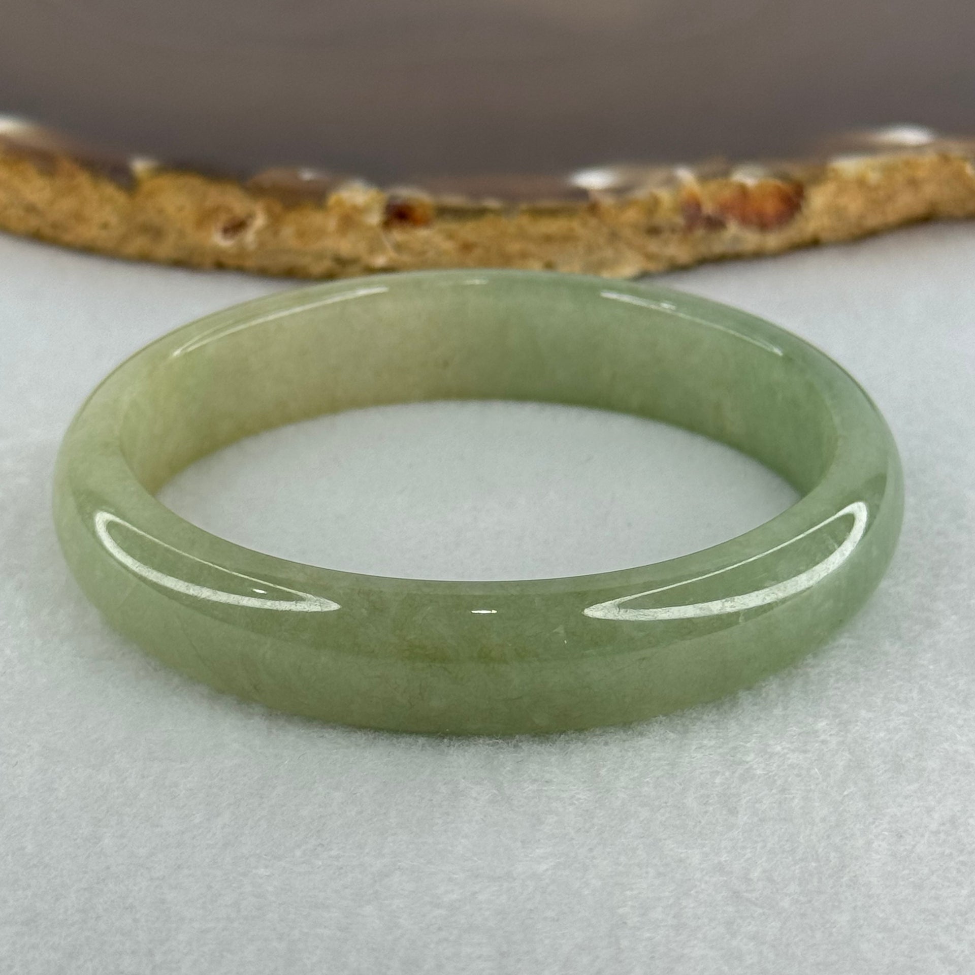 Type A Full Green Jadeite Oval Bangle Internal Diameter 55.4mm 11.9 by 6.5mm (Very Slight Fine Internal Lines) - Huangs Jadeite and Jewelry Pte Ltd