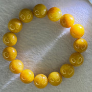 Type A Yellow Jadeite Beads Bracelet 66.62g 18cm 13.8mm 15 Beads (Burned) - Huangs Jadeite and Jewelry Pte Ltd