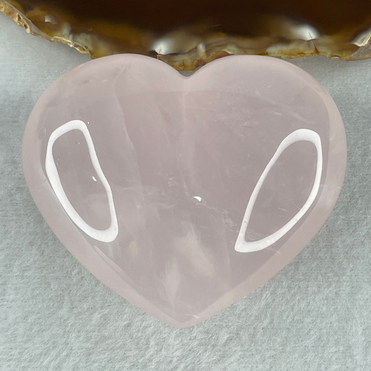 Above Average Grade Natural Rose Quartz Heart Shape Display 146.13g 57.5 by 70.0 by 26.8mm