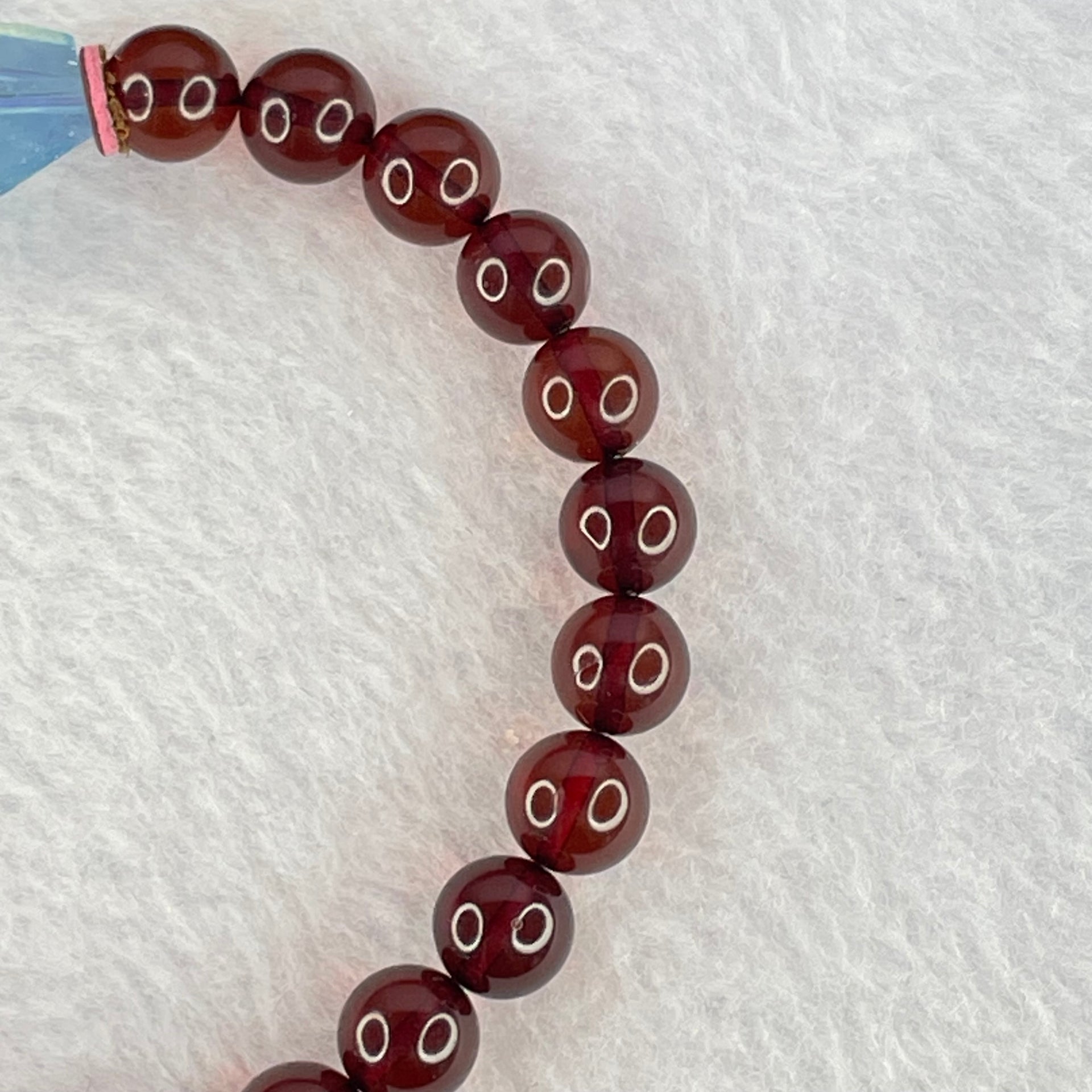 Natural Dark Red Blood Amber Beads Bracelet 天然血珀手链 8.45g 17cm 7.6mm 24 Beads - Huangs Jadeite and Jewelry Pte Ltd