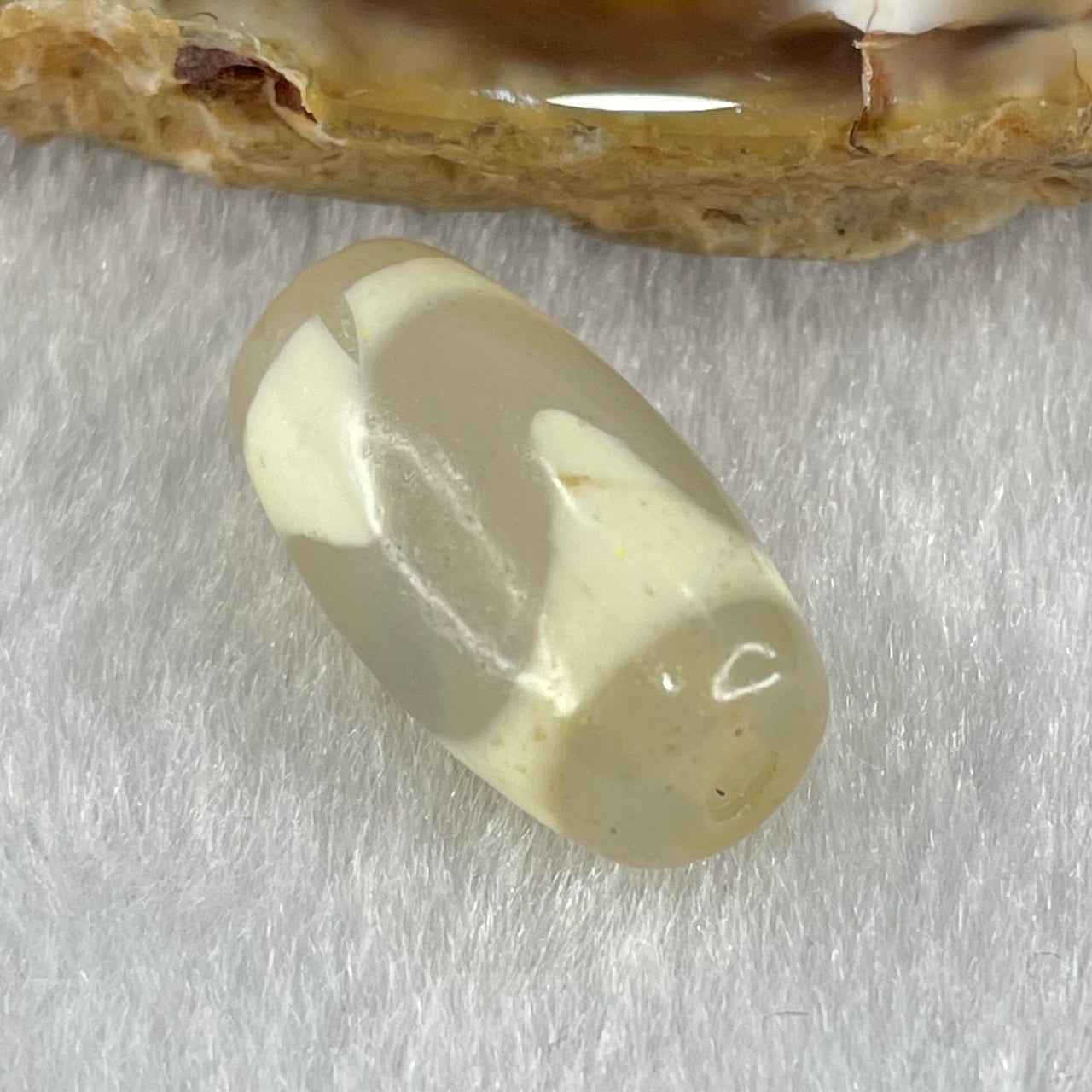 Natural Powerful Tibetan Old Oily Agate Tiger Tooth Daluo Dzi Bead Heavenly Master (Tian Zhu) 虎呀天诛 3.31g 19.8 by 10.5mm - Huangs Jadeite and Jewelry Pte Ltd