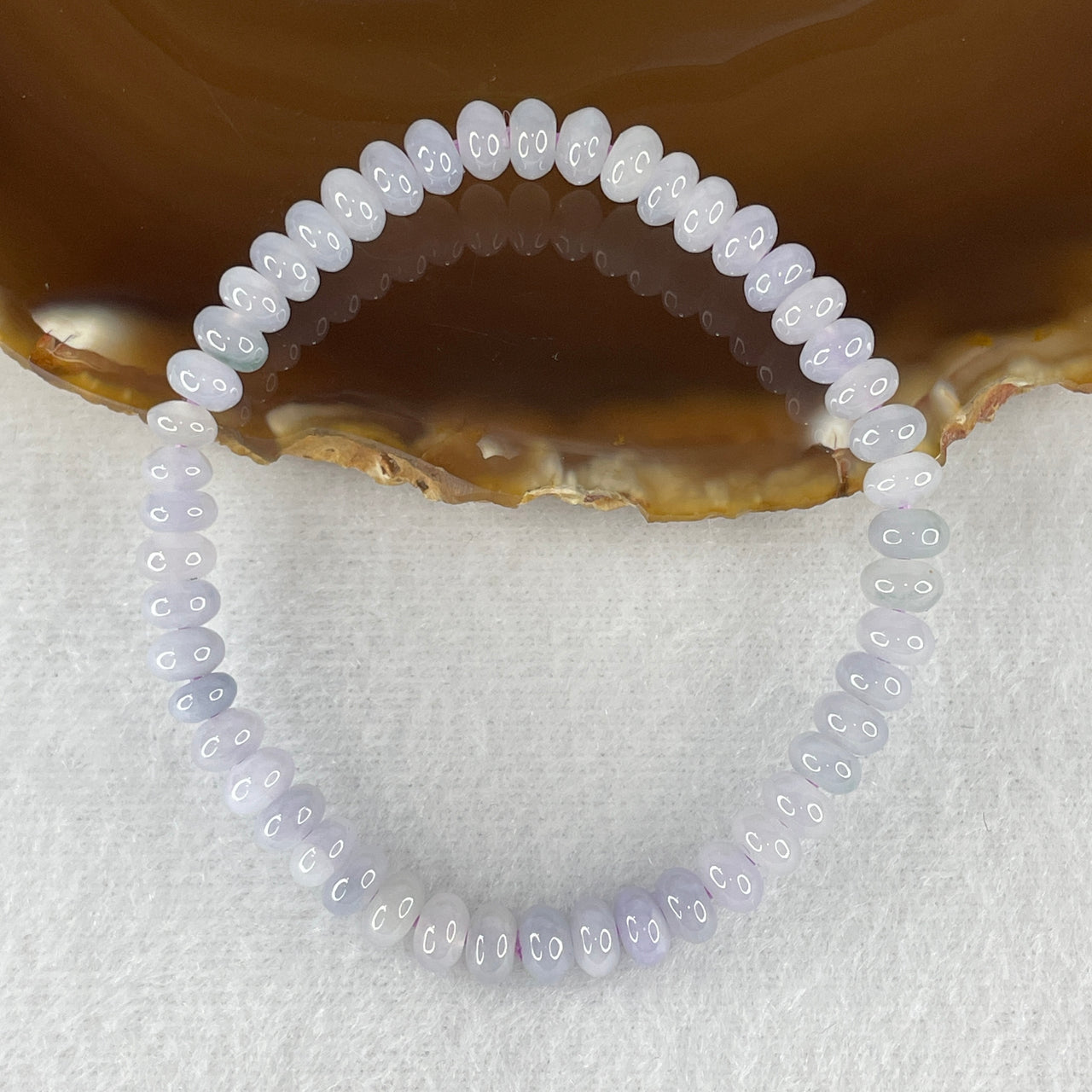 Natural Type A Lavender Jadeite Donut Beads Bracelet 11.49g 15.5cm 6.0mm 49 Pcs - Huangs Jadeite and Jewelry Pte Ltd