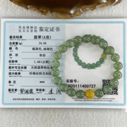 Tye A Natural Jelly Semi Icy Green with Yellow Jadeite Beads Bracelet 24.58g 15cm 88.8mm 20 Beads 9.8mm-yellow bead - Huangs Jadeite and Jewelry Pte Ltd