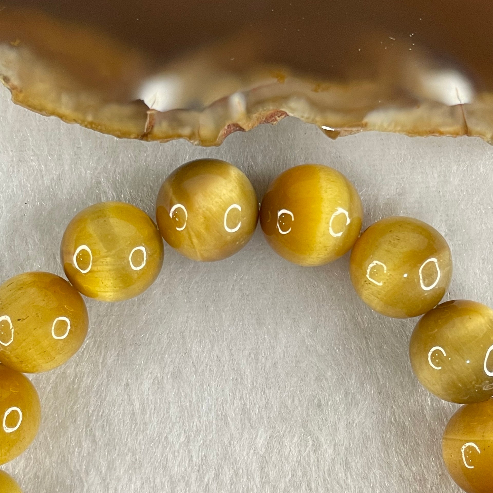 Good Grade Natural Yellow Tiger Eye Quartz Beads Bracelet 天然黄虎眼手链 40.15g 16cm 12.2mm 17 Beads - Huangs Jadeite and Jewelry Pte Ltd