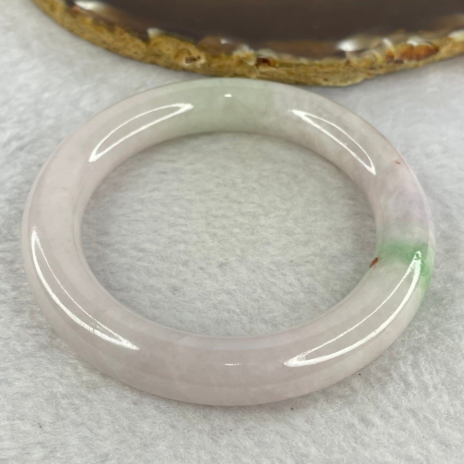 Type A Light Lavender With Green Patches and Red Spot 65.98g Internal Diameter 54.8mm 11.5 by 10.8 (External Line) - Huangs Jadeite and Jewelry Pte Ltd