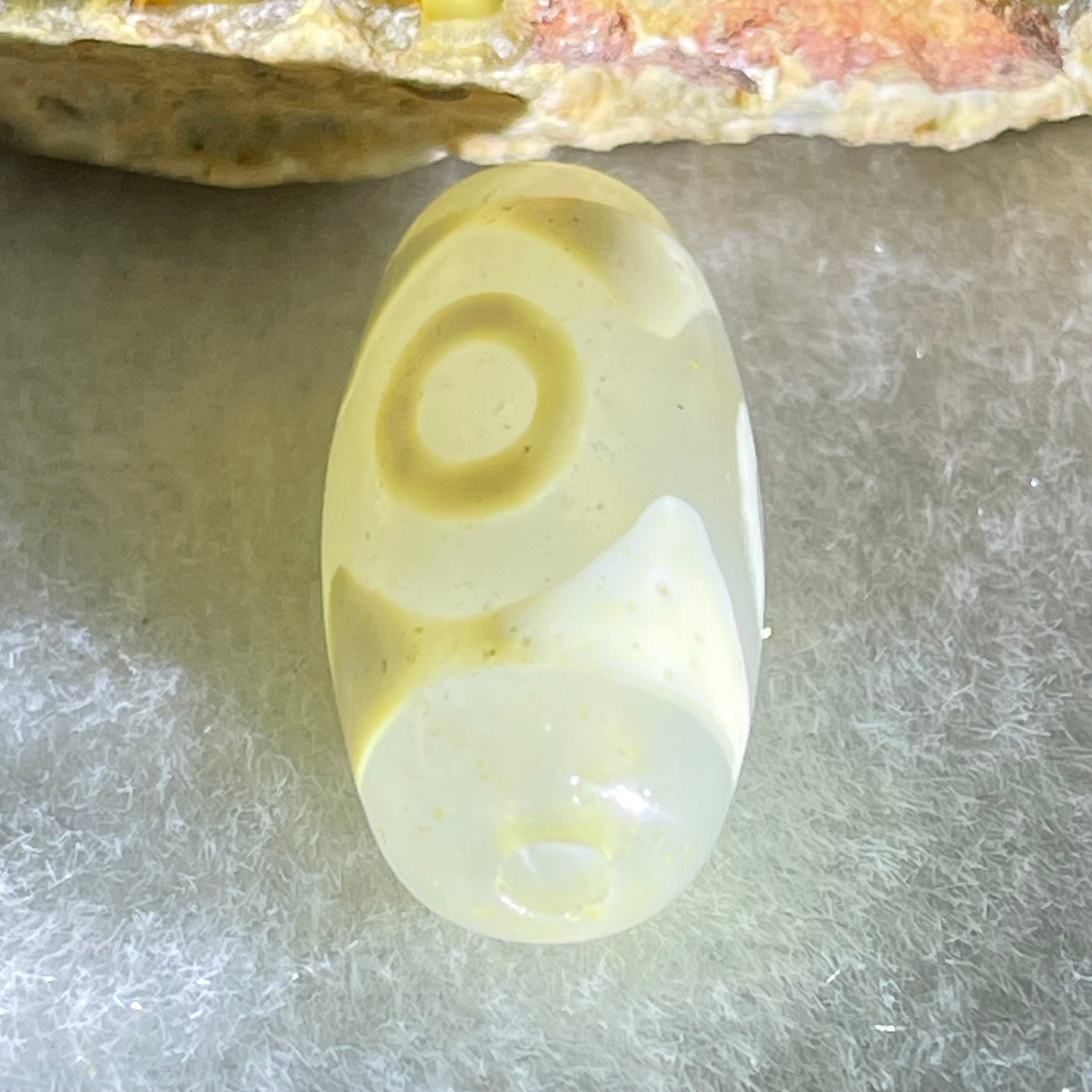 Natural Powerful Tibetan Old Oily Agate 3 Eyes Dzi Bead Heavenly Master (Tian Zhu) 三眼天诛 2.92g 20.1 by 10.1mm - Huangs Jadeite and Jewelry Pte Ltd