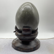 Natural Deep Purple Amethyst Egg with Wooden Stand Display Total 9,049.0g 210.0 by 220.0 by 310.0mm - Huangs Jadeite and Jewelry Pte Ltd