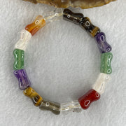 Natural Multi Treasures Mixed Quartz Bamboo Shaped Beads Feng Shui Bracelet 11.19g 16cm 9.4mm 14 Beads - Huangs Jadeite and Jewelry Pte Ltd
