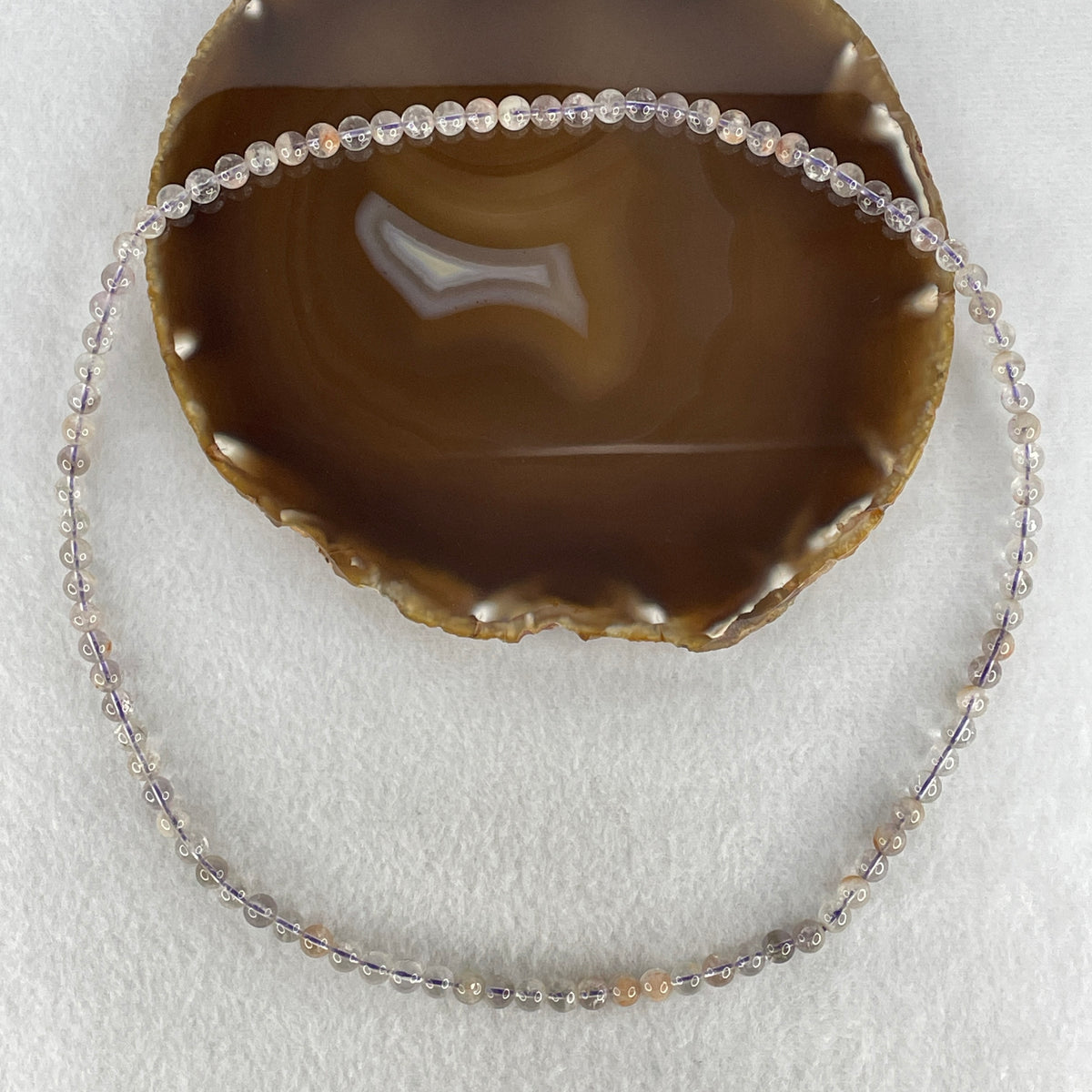 Natural White Phantom Quartz Beads Necklace | 6.4mm Sacred Mountain Clarity (33.05g | 56cm Length | 93 Beads)