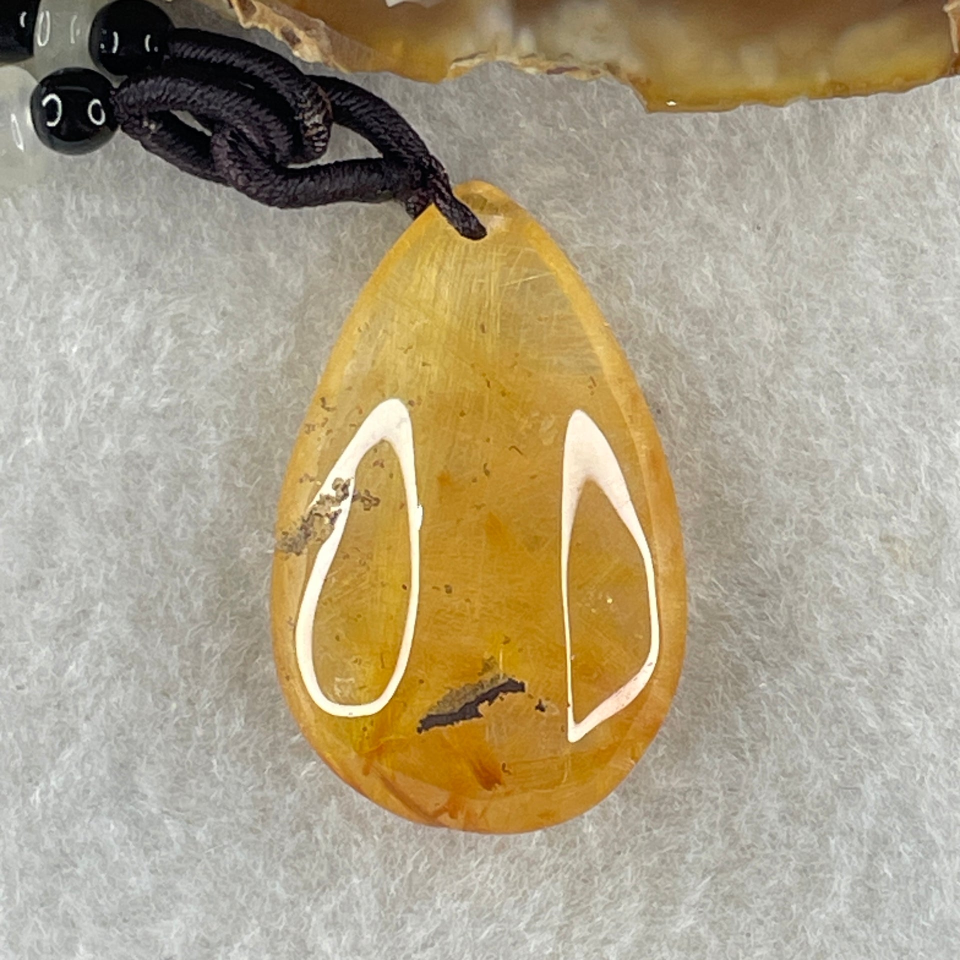 Natural Golden Rutilated Quartz Tear Drop Necklace 12.69g 32.5 by 20.6 by 10.5mm - Huangs Jadeite and Jewelry Pte Ltd