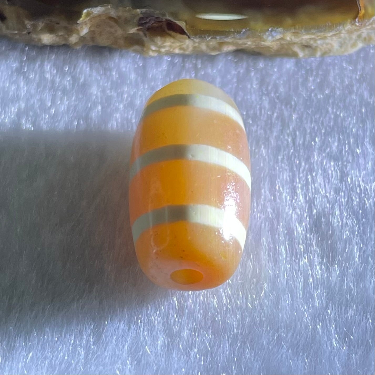 Natural Powerful Tibetan Old Oily Agate 3-Lines Dzi Bead Heavenly Master (Tian Zhu) 三行天诛 3.01g 18.3 by 10.4mm - Huangs Jadeite and Jewelry Pte Ltd