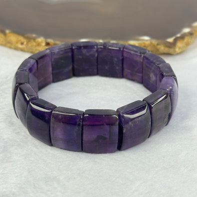 Natural Amethyst Bracelet 天然紫水晶手排 56.80g 17cm 17.5 by 14.3 by 8.5mm 16 pcs - Huangs Jadeite and Jewelry Pte Ltd