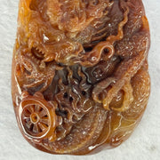 Grand Master Type A Red Jadeite Fire Dragon with Wheel 105.84g 81.5 by 47.0 by 17.5mm - Huangs Jadeite and Jewelry Pte Ltd