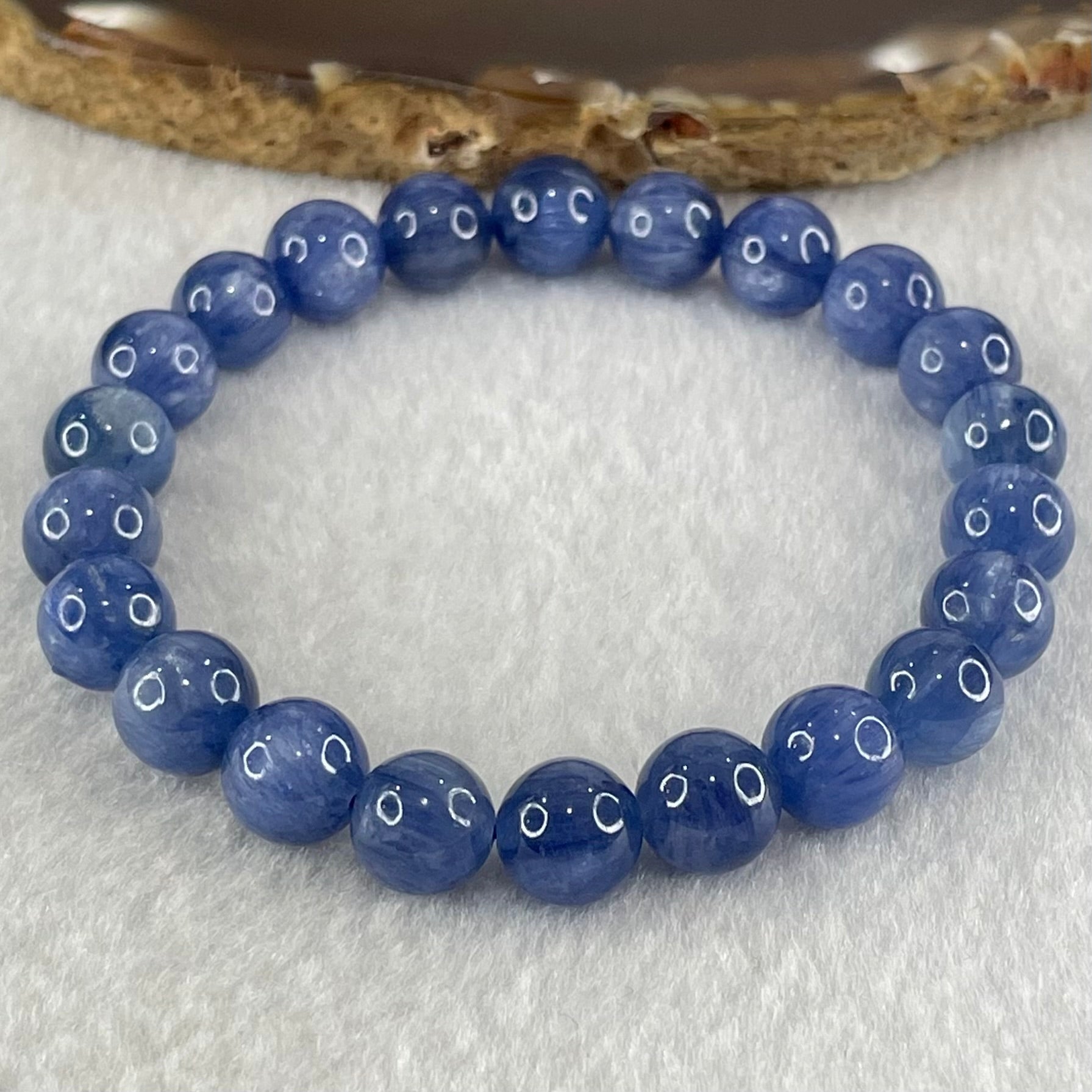 Natural Blue Kyanite Beads Bracelet 25.40g 15.5cm 8.9mm 22 Beads - Huangs Jadeite and Jewelry Pte Ltd
