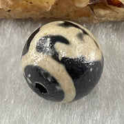 Natural Powerful Tibetan Old Oily Brown Yellowish White Agate Green Tara Dzi Bead Heavenly Master (Tian Zhu) 绿度母天珠 1.47g 10.0 by 10.4mm - Huangs Jadeite and Jewelry Pte Ltd
