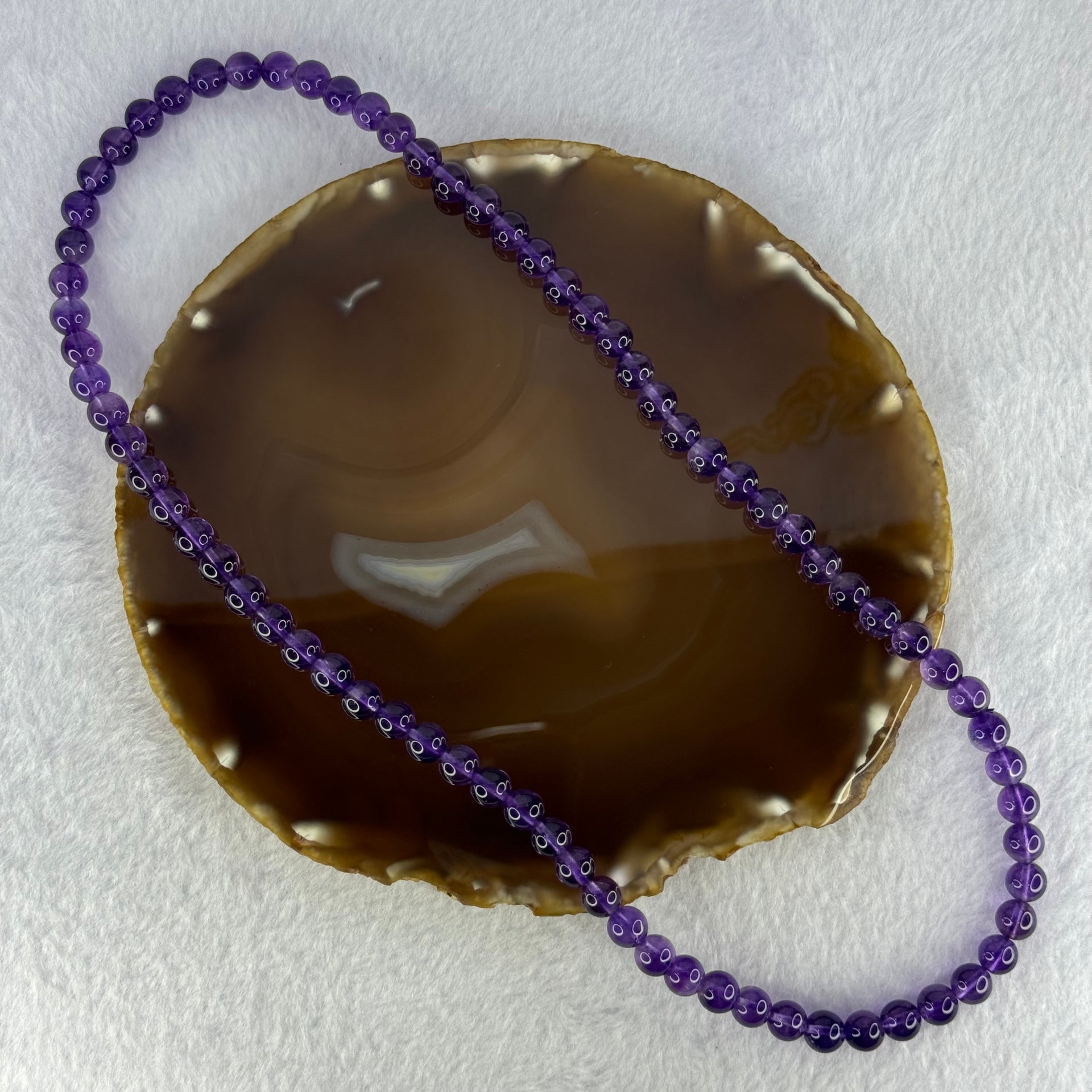 Good Grade Natural Amethyst Necklace 46.46g 52cm 7.7mm 75 Beads - Huangs Jadeite and Jewelry Pte Ltd