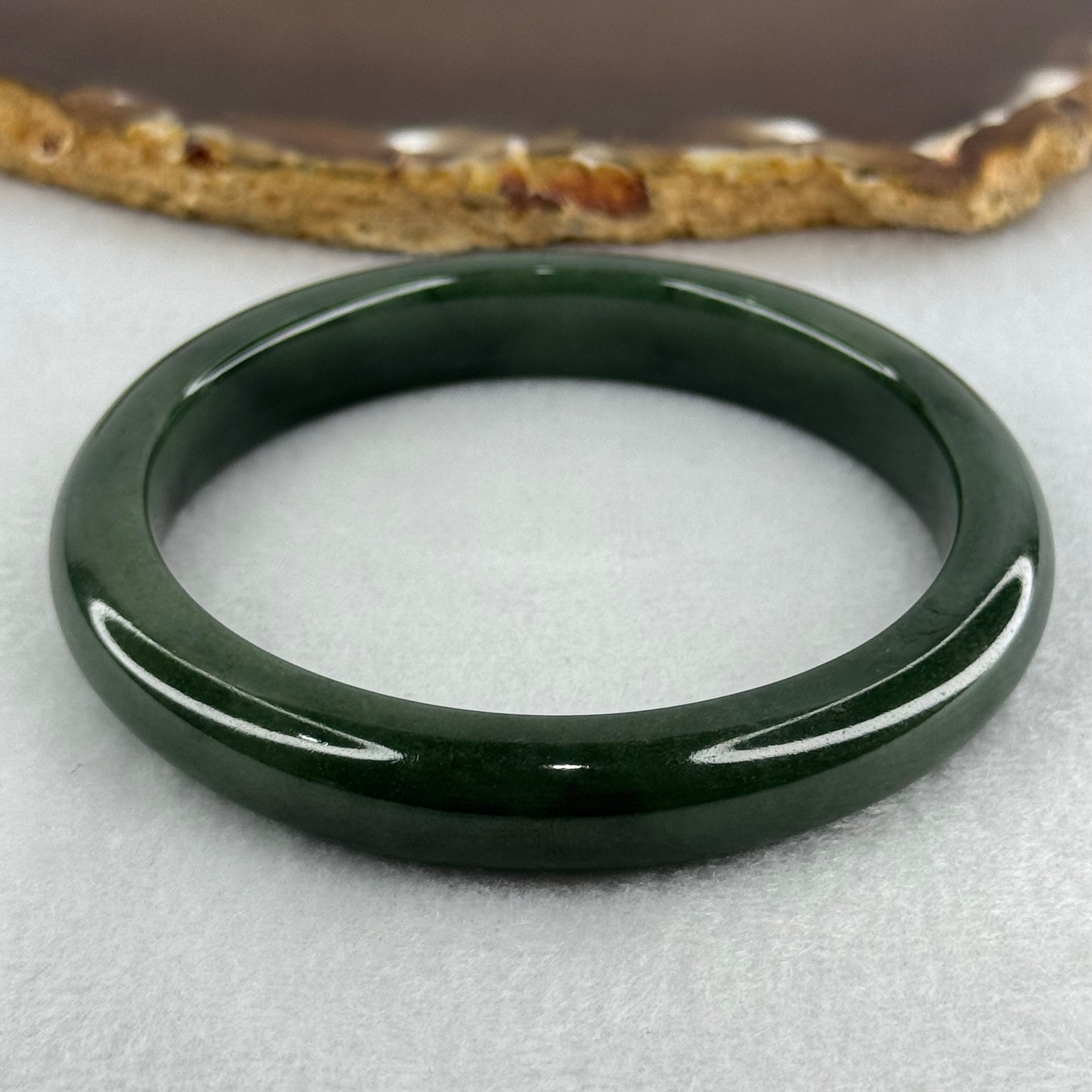 Type A Dark Blueish Green Jadeite Bangle Internal Diameter 58.2mm 48.09g 10.7 by 8.3mm (Slight Internal Lines) - Huangs Jadeite and Jewelry Pte Ltd