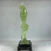 Natural Green Serpentine Phoenix on Tree with Wooden Stand Display 507.8g 114.0 by 265.0 by 84.0mm - Huangs Jadeite and Jewelry Pte Ltd