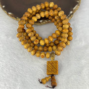 Natural High Oil Content Yabai Wood 高油崖柏 Beads Necklace 31.13g 9.5 mm 109 Beads Pendant 19.7 By 16.3 by 6.1 mm - Huangs Jadeite and Jewelry Pte Ltd