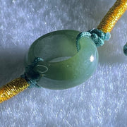 Type A Blueish Green Jadeite Ping An Kou Donut With String Bracelet 2.51g 15.0 by 6.2mm - Huangs Jadeite and Jewelry Pte Ltd