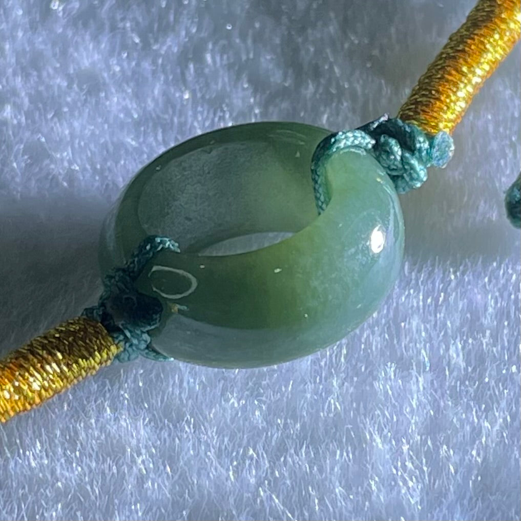 Type A Blueish Green Jadeite Ping An Kou Donut With String Bracelet 2.51g 15.0 by 6.2mm - Huangs Jadeite and Jewelry Pte Ltd
