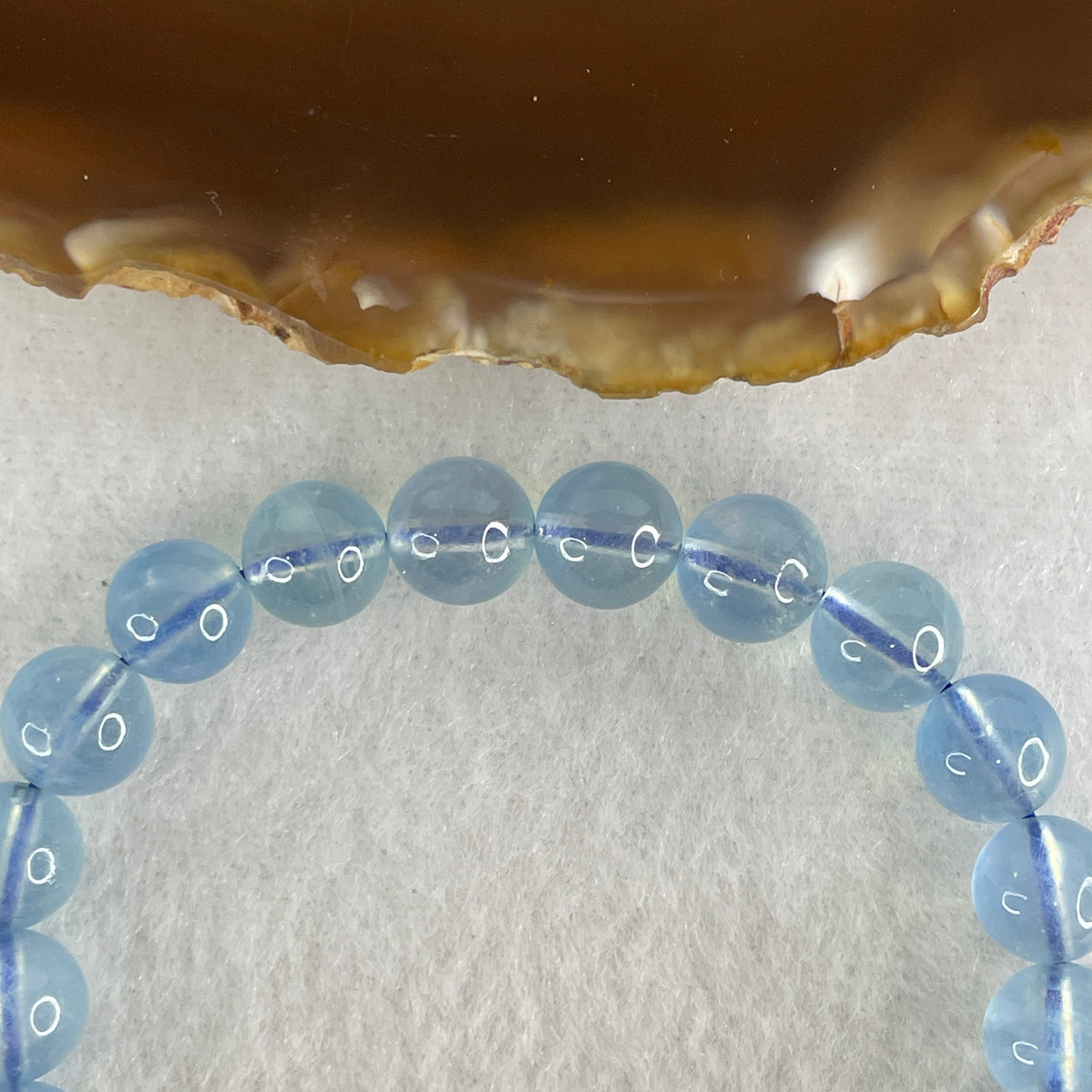 Certified Above Average Natural Aquamarine Beads Bracelet | 15.5cm with 22 Beads 8.8mm (19.55g | Ocean Blue Translucency | Throat & Third Eye Chakra Harmony, Tranquil Communication & Serene Wealth Shield)