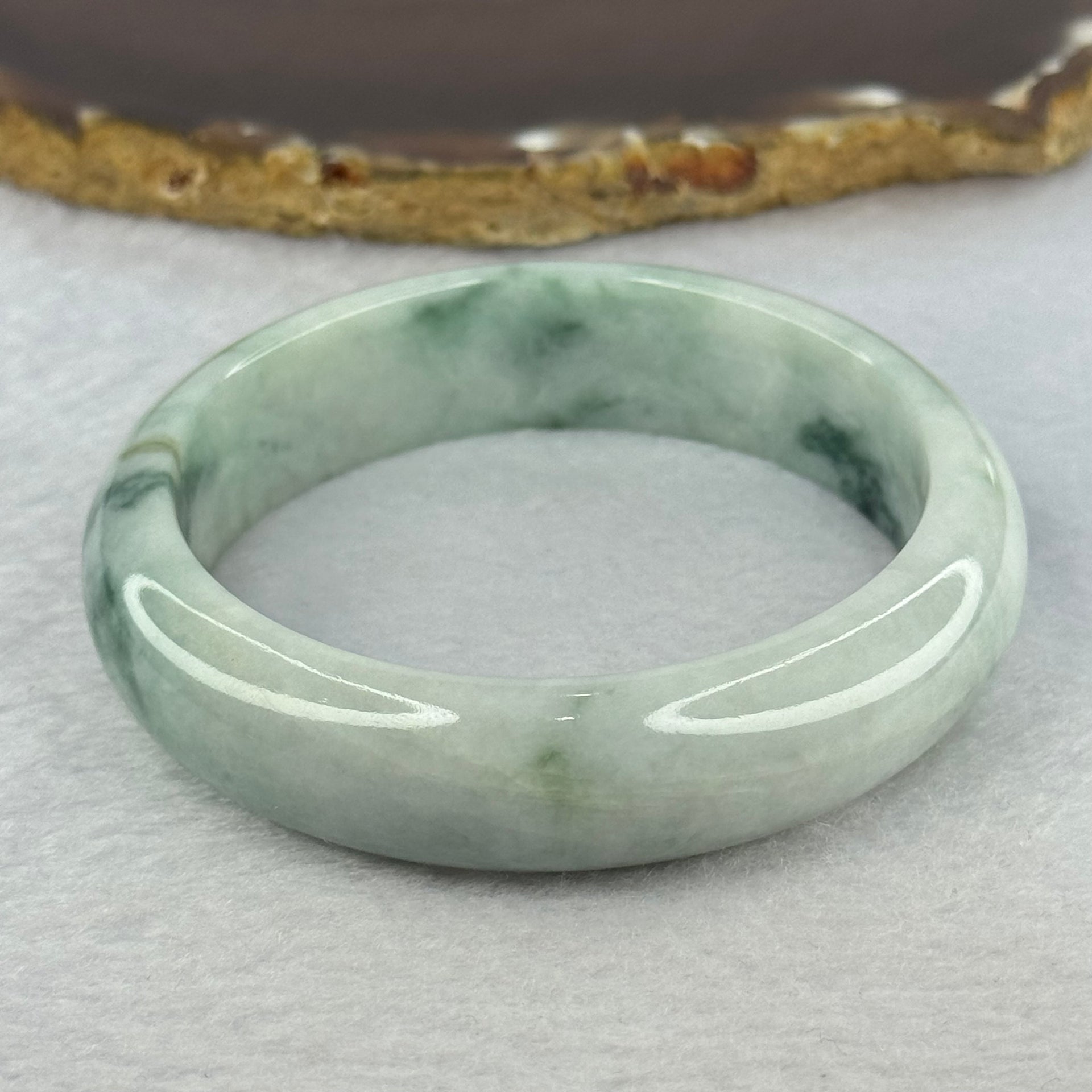 Type A 3 Greens Piao Hua Jadeite Bangle 64.25g Internal Diameter 57.5mm  15.4 by 8.3mm (Internal Lines) - Huangs Jadeite and Jewelry Pte Ltd