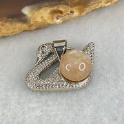 Natural Sunstone Bead with Crystals in S925 Sliver Swan Charm 3.16g 7.6mm - Huangs Jadeite and Jewelry Pte Ltd