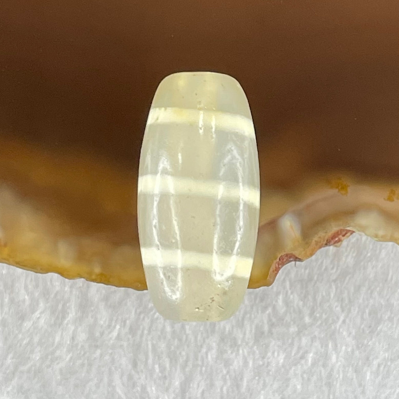 Natural Powerful Tibetan Old Oily Agate 3-Lines Dzi Bead Heavenly Master (Tian Zhu) 三行天诛 2.90g 20.2 by 10.0mm - Huangs Jadeite and Jewelry Pte Ltd