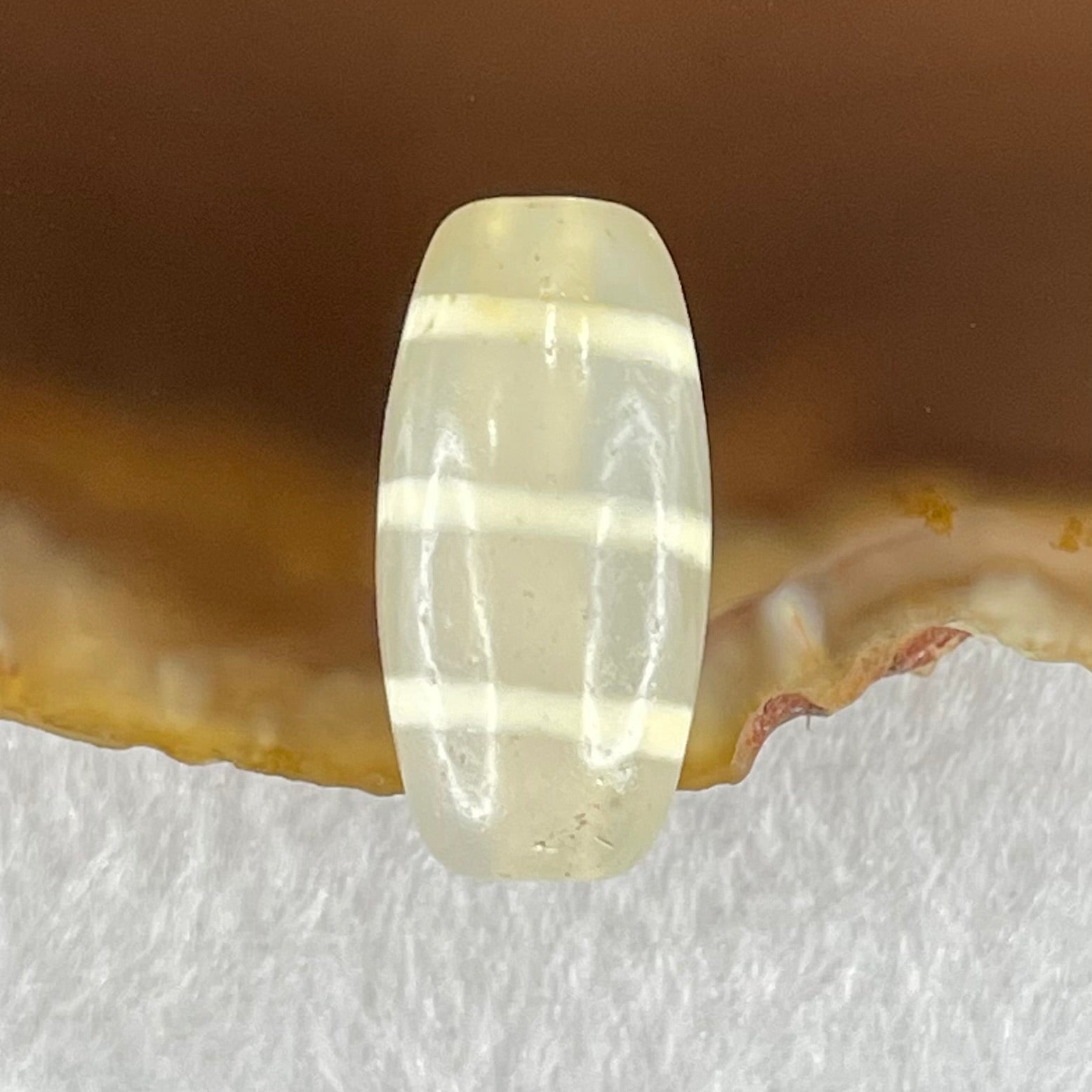 Natural Powerful Tibetan Old Oily Agate 3-Lines Dzi Bead Heavenly Master (Tian Zhu) 三行天诛 2.90g 20.2 by 10.0mm - Huangs Jadeite and Jewelry Pte Ltd