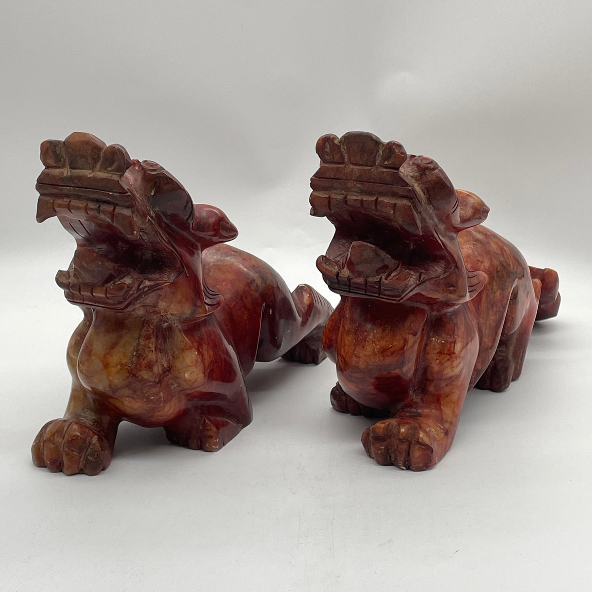 Antique Old Jade (Guyu) Pair of Pixiu Display Total Weight 6,534.7g 270.0 by 85.0 by 175.0mm Each
