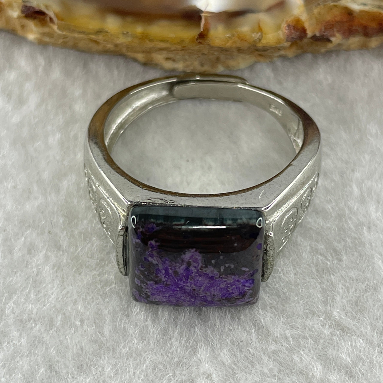 Good Grade Natural Sugilite  Wu Shi Pai in S925 Sliver Ring (Adjustable Size) 6.22g 12.2 by 11.8 by 4.0mm - Huangs Jadeite and Jewelry Pte Ltd