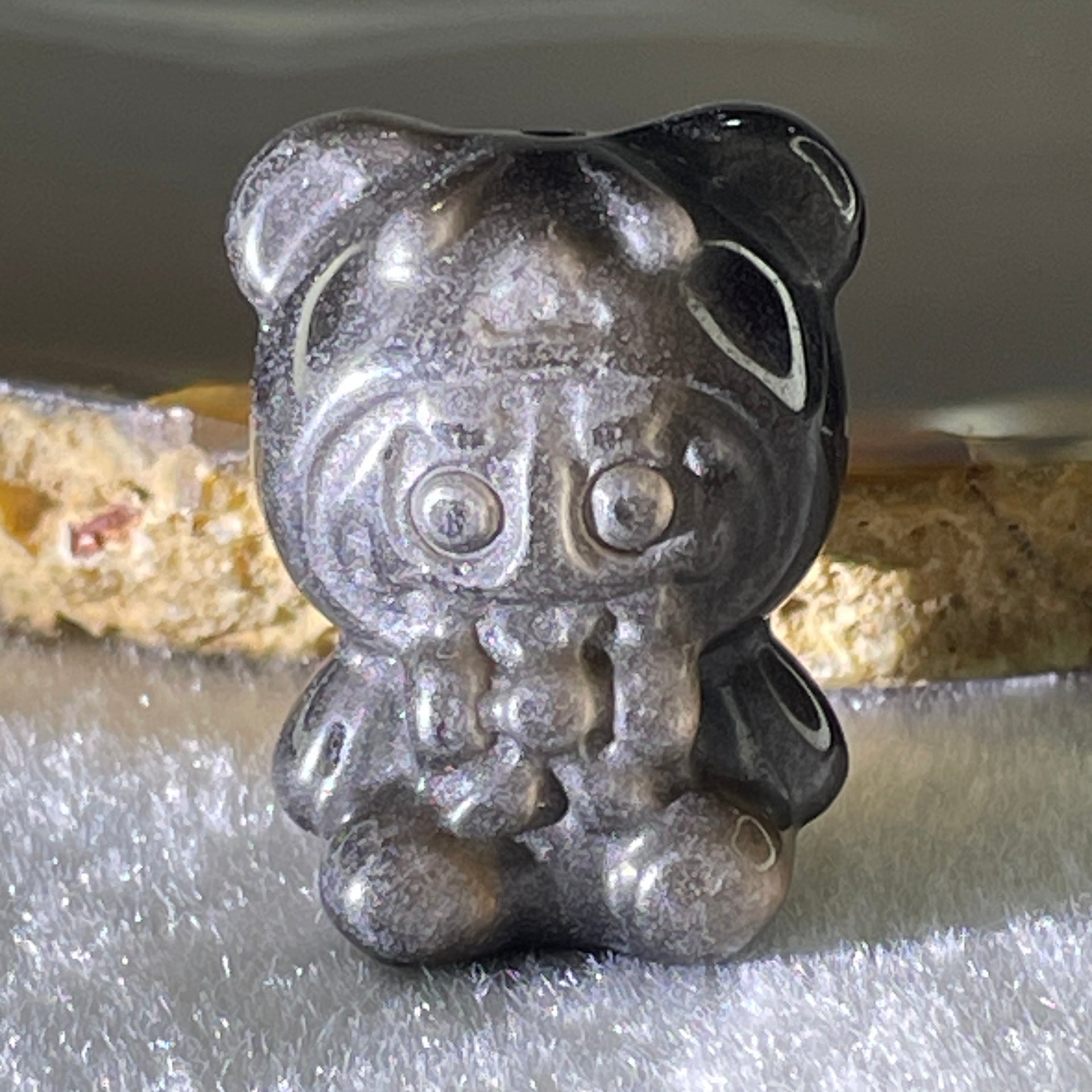 Black Obsidian Labubu Charm Display 16.03g 29.8 by 22.6 by 20.0mm - Huangs Jadeite and Jewelry Pte Ltd