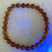 Natural Purple Amber Beads Bracelet 天然紫蜜琥珀手链 3.79g 15.5cm 6.4mm 28 Beads - Huangs Jadeite and Jewelry Pte Ltd