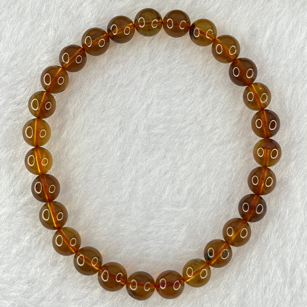 Natural Cognac Amber Beads Bracelet 4.17g 15cm 6.6mm 27 Beads - Huangs Jadeite and Jewelry Pte Ltd