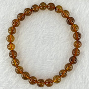 Natural Cognac Amber Beads Bracelet 4.17g 15cm 6.6mm 27 Beads - Huangs Jadeite and Jewelry Pte Ltd