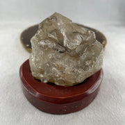 Natural Smoky Quartz Rough Irregular Shape Display in Wooden Stand 483.64g 99.3 by 83.1 by 91.0mm - Huangs Jadeite and Jewelry Pte Ltd