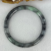 Type A Wuji Grey Black with Light Green Patch Jadeite Bangle Internal Diameter 52.2mm 27.55g 8.0 by 7.0mm - Huangs Jadeite and Jewelry Pte Ltd