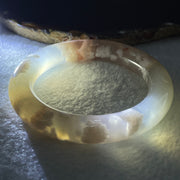 Natural Faint Yellow Flower Agate Bangle 62.28g Internal Diameter 56.6mm 11.8 by 12.3mm (Perfect) - Huangs Jadeite and Jewelry Pte Ltd