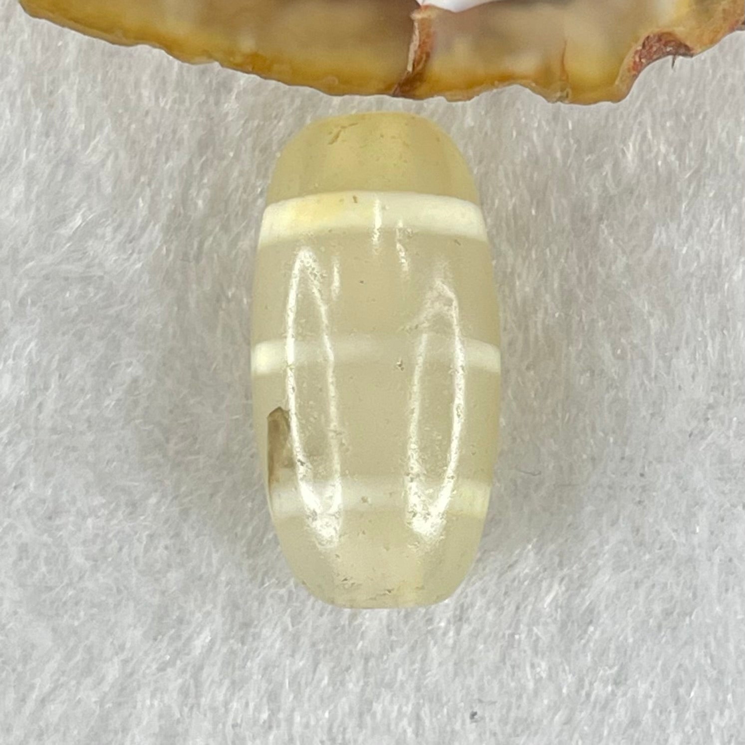 Natural Powerful Tibetan Old Oily Agate 3-Lines Dzi Bead Heavenly Master (Tian Zhu) 三行天诛 3.05g 20.3 by 10.2mm - Huangs Jadeite and Jewelry Pte Ltd