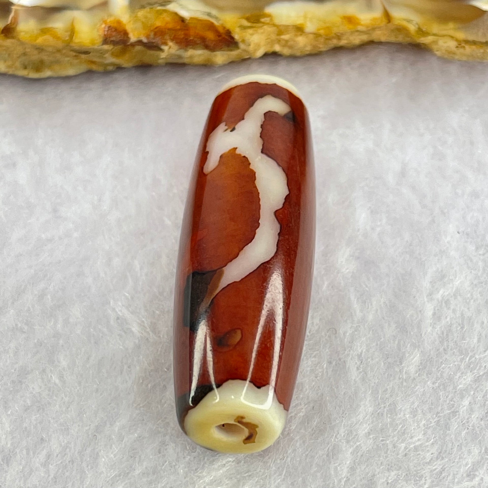 Natural Powerful Tibetan Old Oily Agate Ruyi Dzi Bead Heavenly Master (Tian Zhu) 如意天珠 8.68g 37.8 by 12.0mm - Huangs Jadeite and Jewelry Pte Ltd