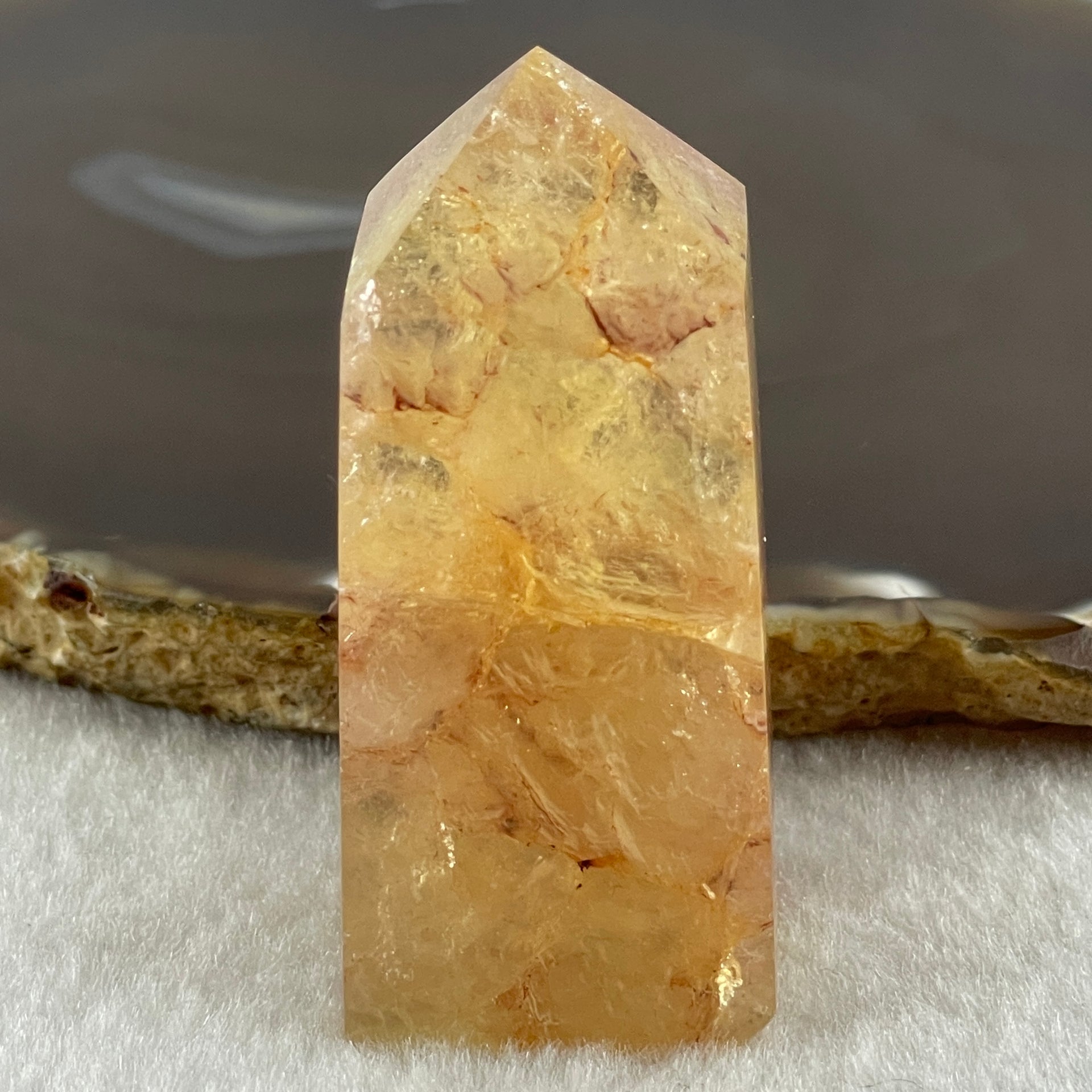 Natural Orange Ferruginous Quartz Crystal Tower Display 72.37g 24.1 by 23.2 by 56.0mm - Huangs Jadeite and Jewelry Pte Ltd