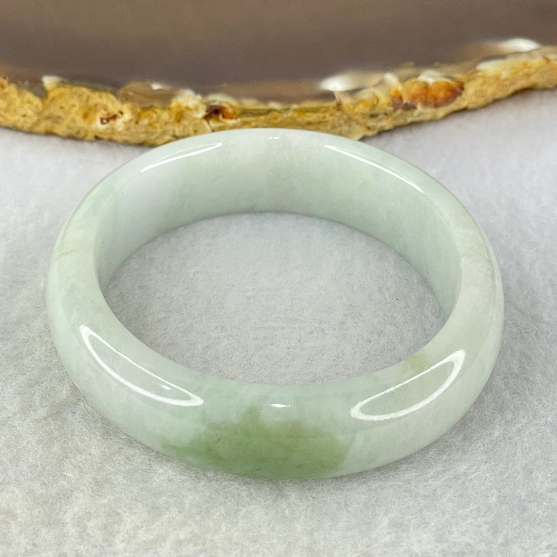 Type A Lavender and Green Jadeite Oval Bangle Internal Diameter 51.4mm 43.39g 13.1 by 7.2mm (Very Slight Internal Lines) - Huangs Jadeite and Jewelry Pte Ltd