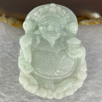 Type A white with Sky Blue Jadeite Cai Shen God Of Fortune Pendant 44.19g 37.8 by 51.8 by 11.5mm - Huangs Jadeite and Jewelry Pte Ltd
