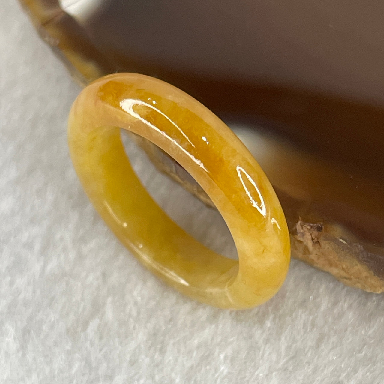 Natural Type A Yellowish Jadeite Ring 2.56g 4.7 by 3.5mm US 5.7 HK 12.4 (Internal Lines) - Huangs Jadeite and Jewelry Pte Ltd