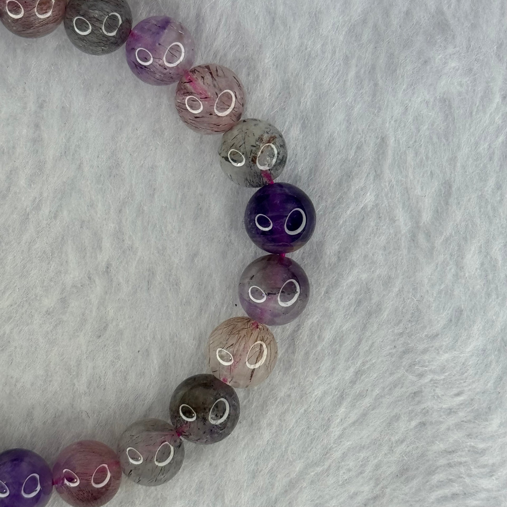 Natural Super 7 Beads Bracelet 18.03g 16cm 8.4mm 24 Beads - Huangs Jadeite and Jewelry Pte Ltd