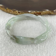 Type A Natural Semi Icy Light Green Jadeite Flowers Bangle 23.20g Inner Diameter 55.0mm 11.7 by 7.2mm (Very Very Slight Internal Line) - Huangs Jadeite and Jewelry Pte Ltd