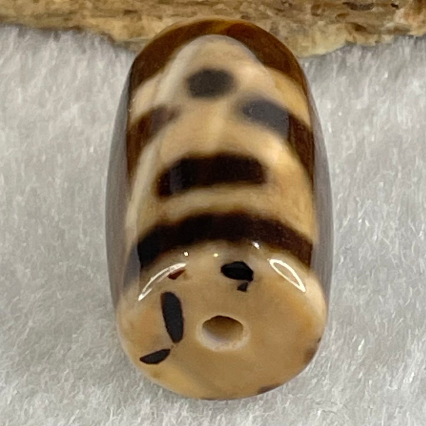 Natural Powerful Tibetan Old Oily Agate Double Cai Shen Dzi Bead Heavenly Master (Tian Zhu) 双财神长天珠 4.73g 19.8 by 11.7mm - Huangs Jadeite and Jewelry Pte Ltd